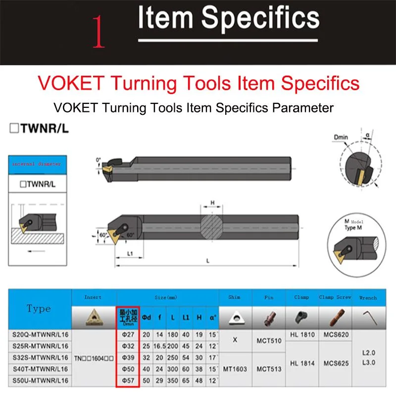 S20r-Mtwnl16 20mm 25mm Carbide Insert Turning Machine Toolholder Clamping Internal Boring Tool Holders CNC Lathe Cutter Bar