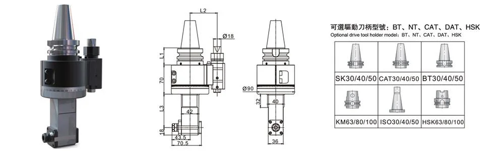 90 Degree Right Angle Milling Head for Boring Gantry Machine Vertical Lathe Cabezal Angular